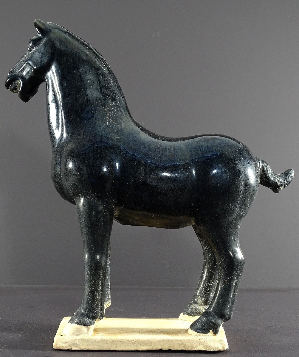 Chine, Années 1960/1970, Sculpture En Terre Vernissée Figurant Un Cheval Esprit Dynastie Tang. -photo-4