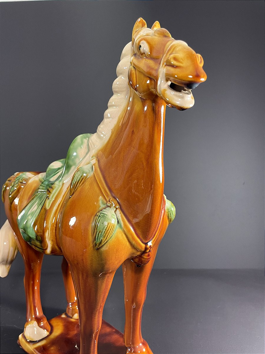 China, 1960s/1970s, Tang Style Glazed Ceramic Horse Sculpture-photo-3