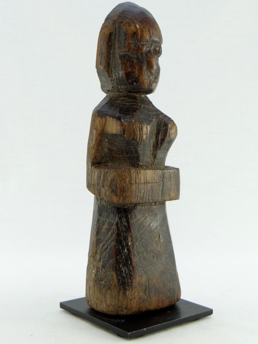 Inde, XIXème Siècle ou Antérieur, Statuette de Divinité en Bois Sculpté.-photo-2