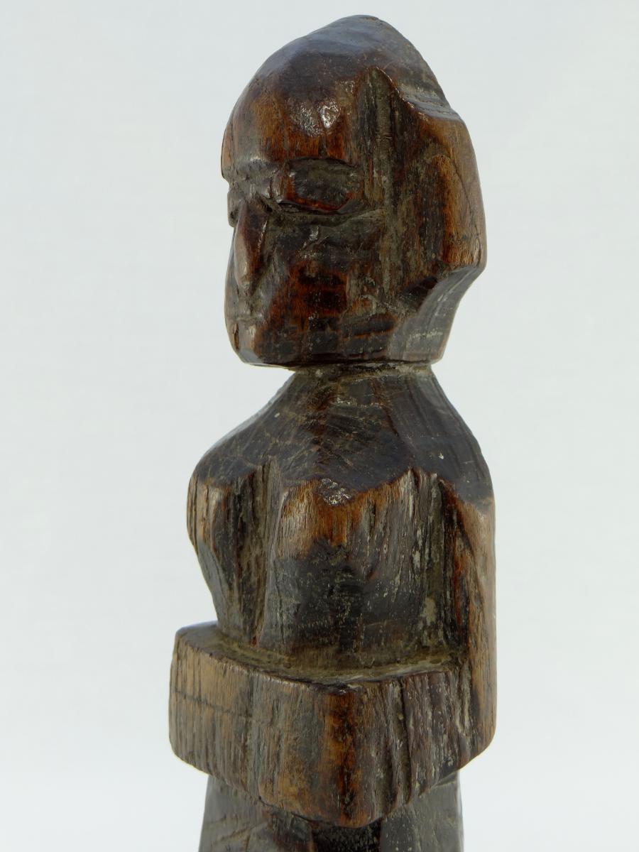 Inde, XIXème Siècle ou Antérieur, Statuette de Divinité en Bois Sculpté.-photo-4