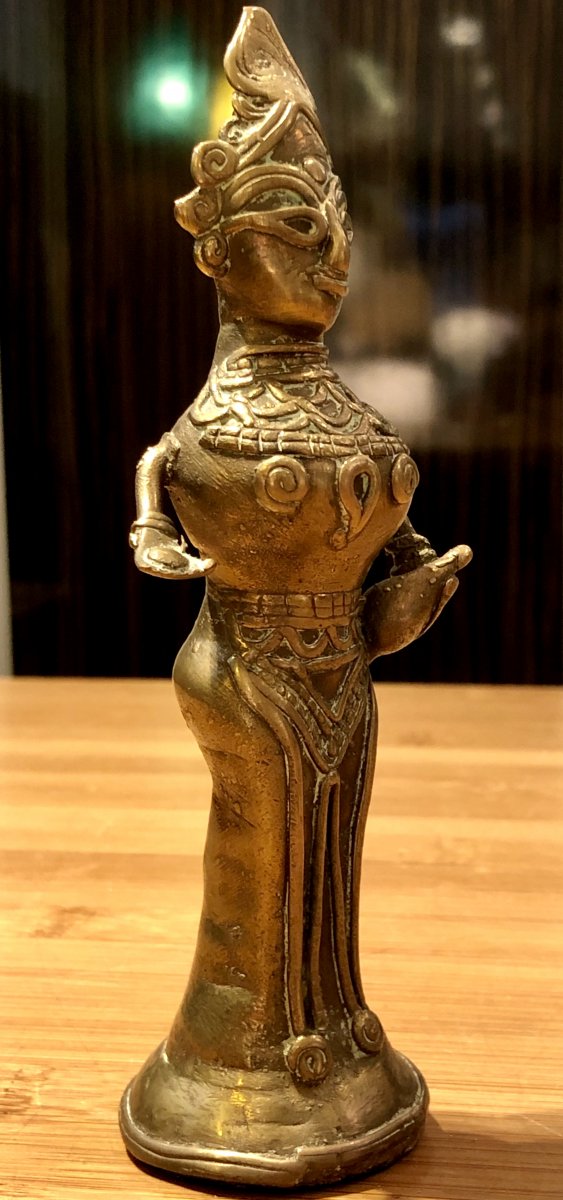 India, Bay Of Bengal, Beginning Of The XXth Century, Dokhra Statuette Of Divinity.-photo-2