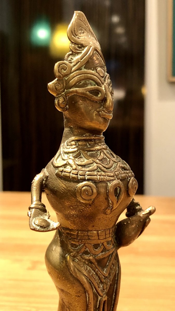 India, Bay Of Bengal, Beginning Of The XXth Century, Dokhra Statuette Of Divinity.-photo-4