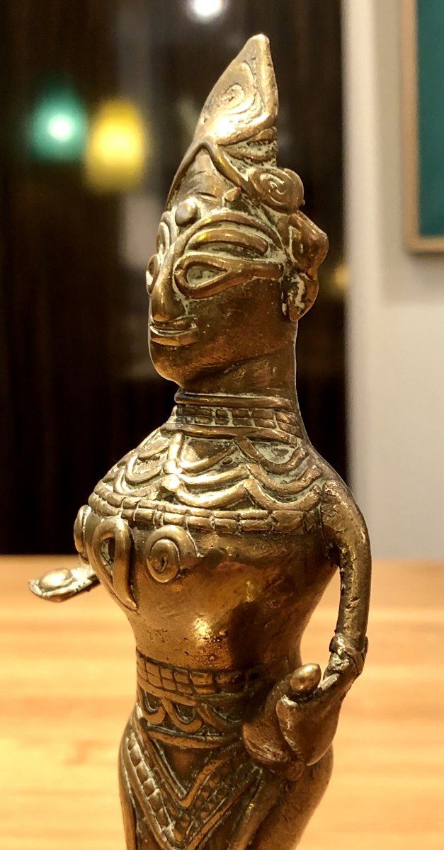 India, Bay Of Bengal, Beginning Of The XXth Century, Dokhra Statuette Of Divinity.-photo-5