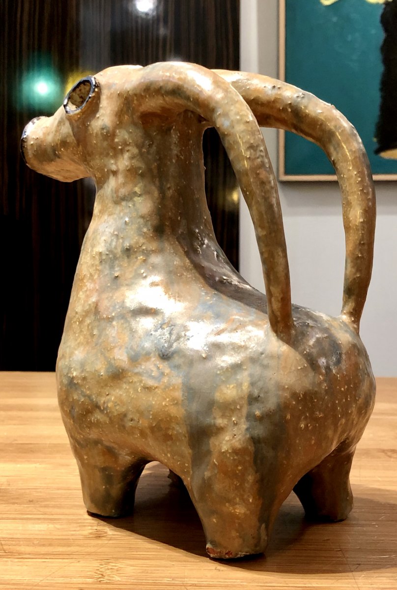 Beginning Of The XXth Century, Ceramic Sculpture Ibex Spirit Aquamaniles From Iran.-photo-1