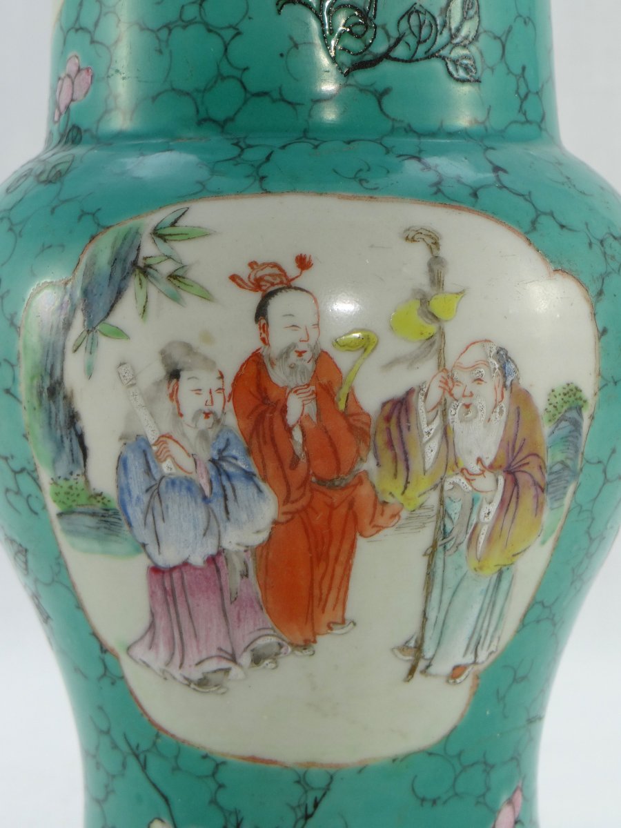China, XIXth Century, Pair Of Porcelain Vases Decor Dignitaries And Children.-photo-4