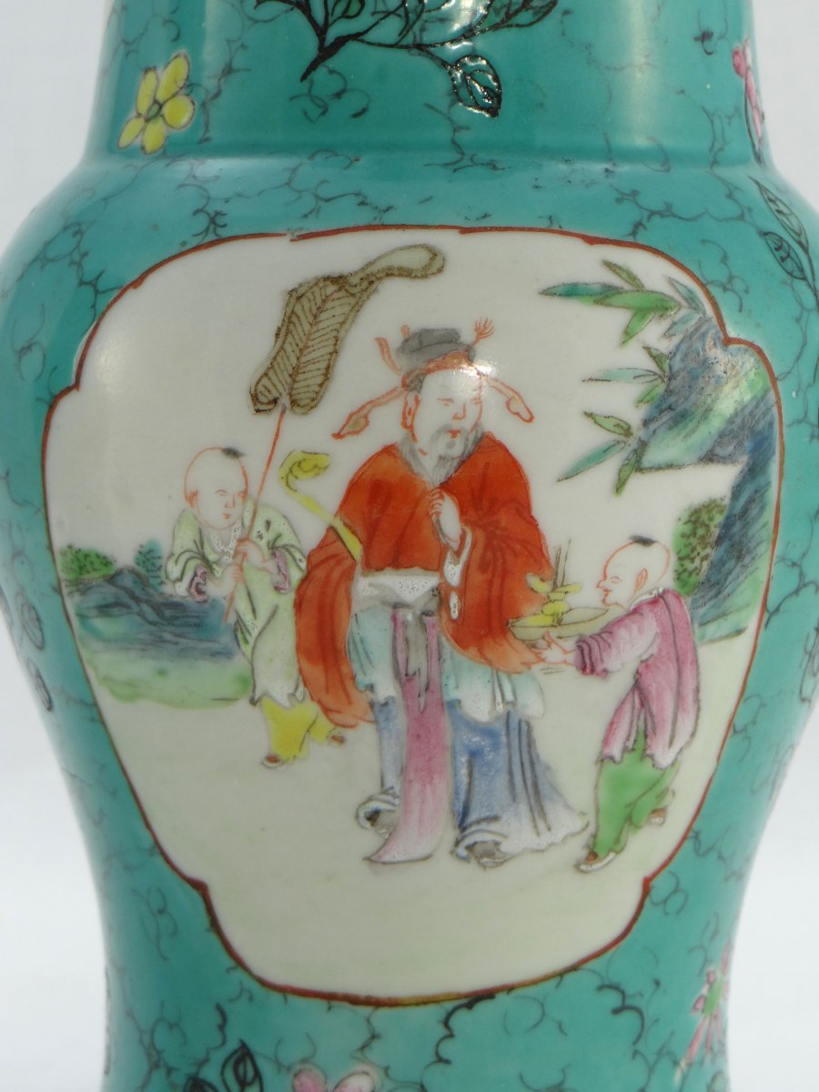 China, XIXth Century, Pair Of Porcelain Vases Decor Dignitaries And Children.-photo-6