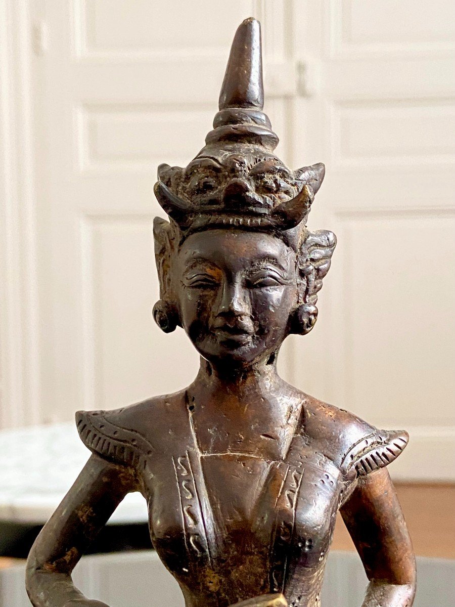 Burma, XIXth Century, Bronze Statuette Female Character With Ceremonial Dagger.-photo-5