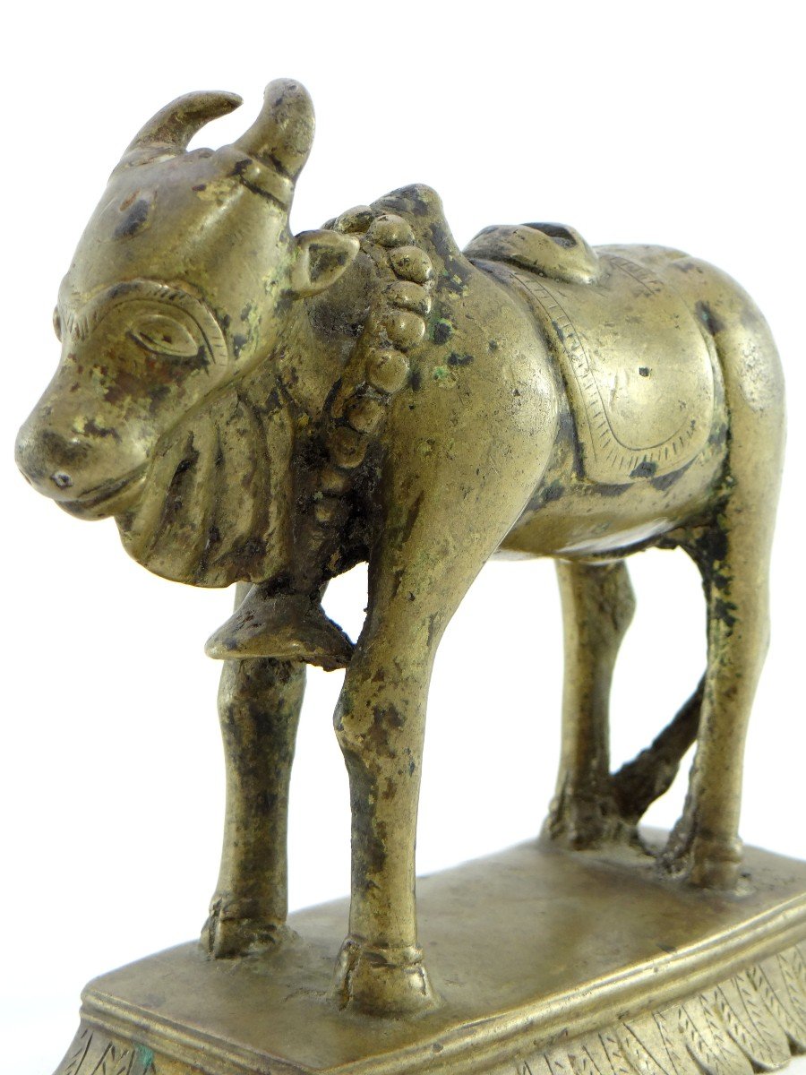 India, XIXth Century, Bronze Statuette Of The Nandi Bull, Mount Of Shiva.-photo-1