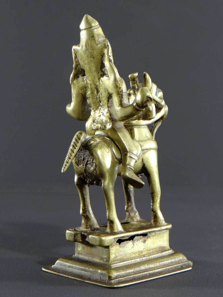 India, XVIIIth Century, Bronze Group Khandoba (avatar Of Shiva) On His Horse.-photo-2