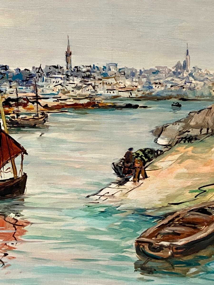 Joseph Crozes (actif Des Années 1930 à 1950), Tableau Vue De Douarnenez Depuis Tréboul. -photo-6