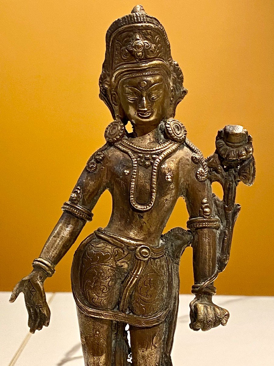 Tibet, First Half Of The 20th Century, Statuette Of Tara In Bronze.-photo-5