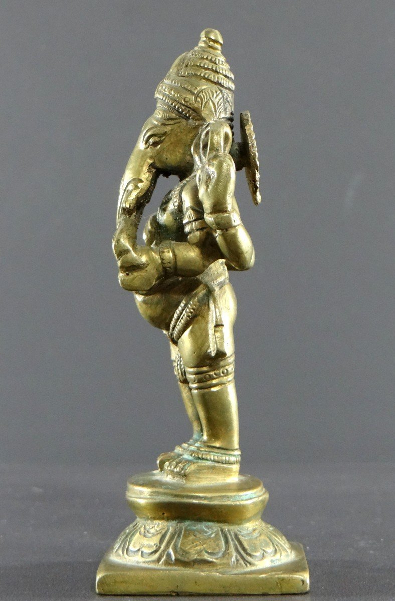 India, Mid-20th Century, Statuette Of Ganesh In Bronze.-photo-2