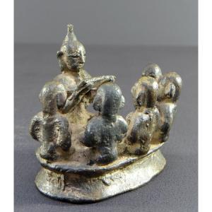 Burma, First Half Of The 20th Century, Bronze Group Figuring Buddha And Five Disciples.