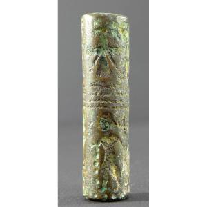 Bactrian Civilization, 3rd-1st Century Bc, Rare Bronze Cylinder Seal. 