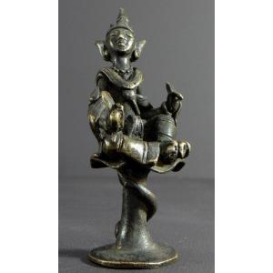 Burma, 19th Century, Statuette Of Nat (nak) Meditative State In Bronze. 