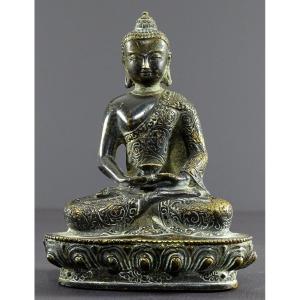 Art Sino-tibétain, Première Moitié Du XXème Siècle, Statue De Bouddha En Bronze. 