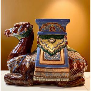 Vietnam, Mid 20th Century, Ceramic Saddle Depicting A Camel With Harness