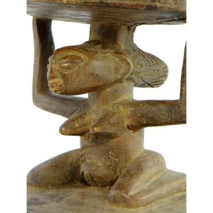 Rép. Dém. Du Congo, Peuple Luba/hemba, Siège Cariatide Bois Sculpté Personnage Féminin.