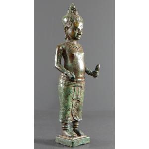 Cambodge, Peuple Khmer, Fin Du XIXème Siècle, Statue De Vishnu (vishnou) En Bronze. 