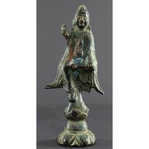 Chine, Fin Dynastie Yuan, Déb. Dynastie Ming, XIVème-XVème Siècle, Statue De Kwan Yin En Bronze