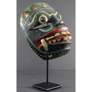 Indonesia, Java Island, Ramayana Theater, Polychrome Wooden Raksasa Mask. 