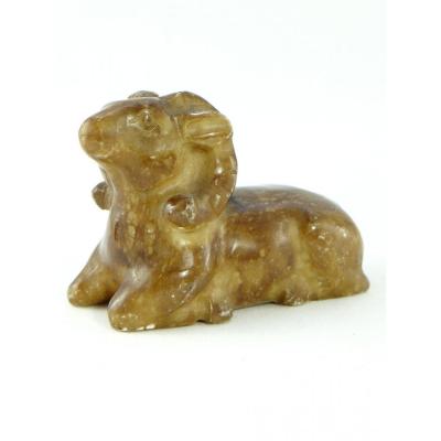 China, Early 20th Century Or Earlier, Aries Sculpture In Hard Stone.