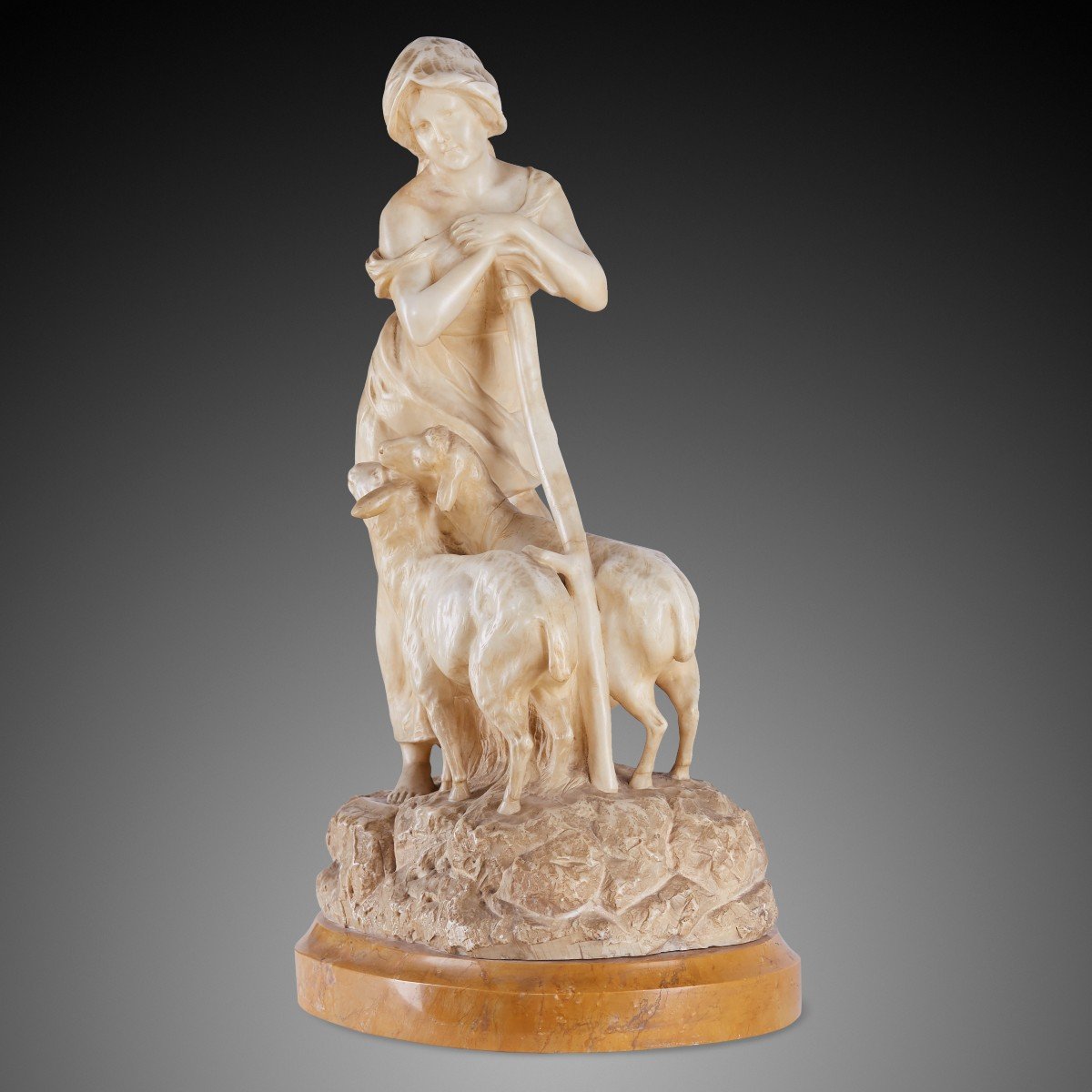 Statue Of A Shepherdess In Marble-photo-4