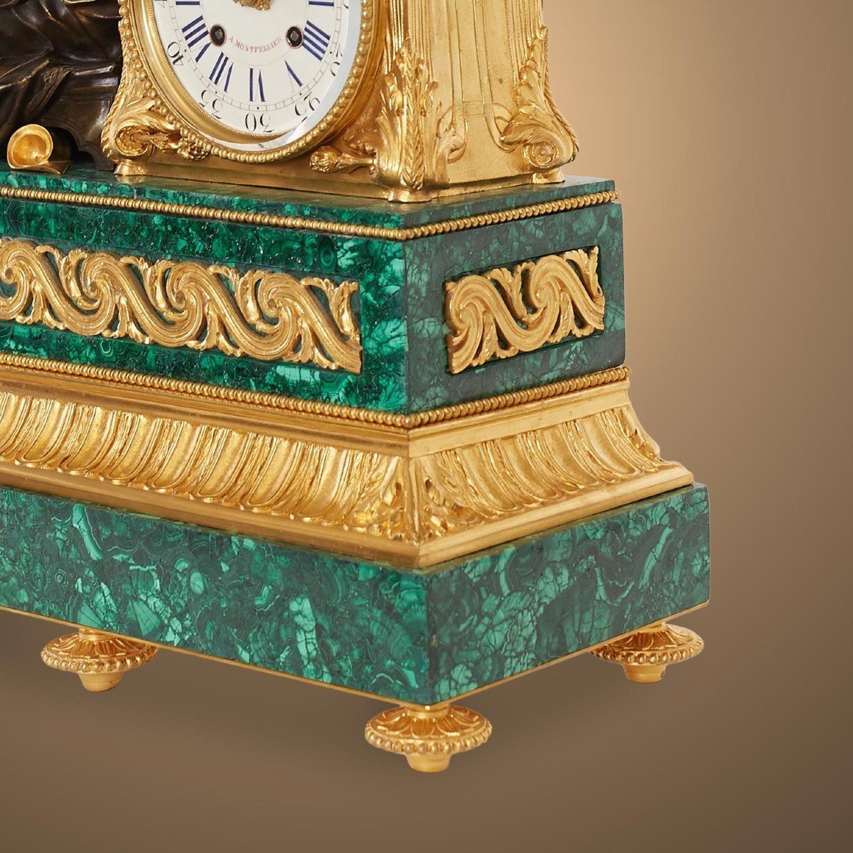 Malachite And Ormolu Clock Louis XVI Style-photo-6