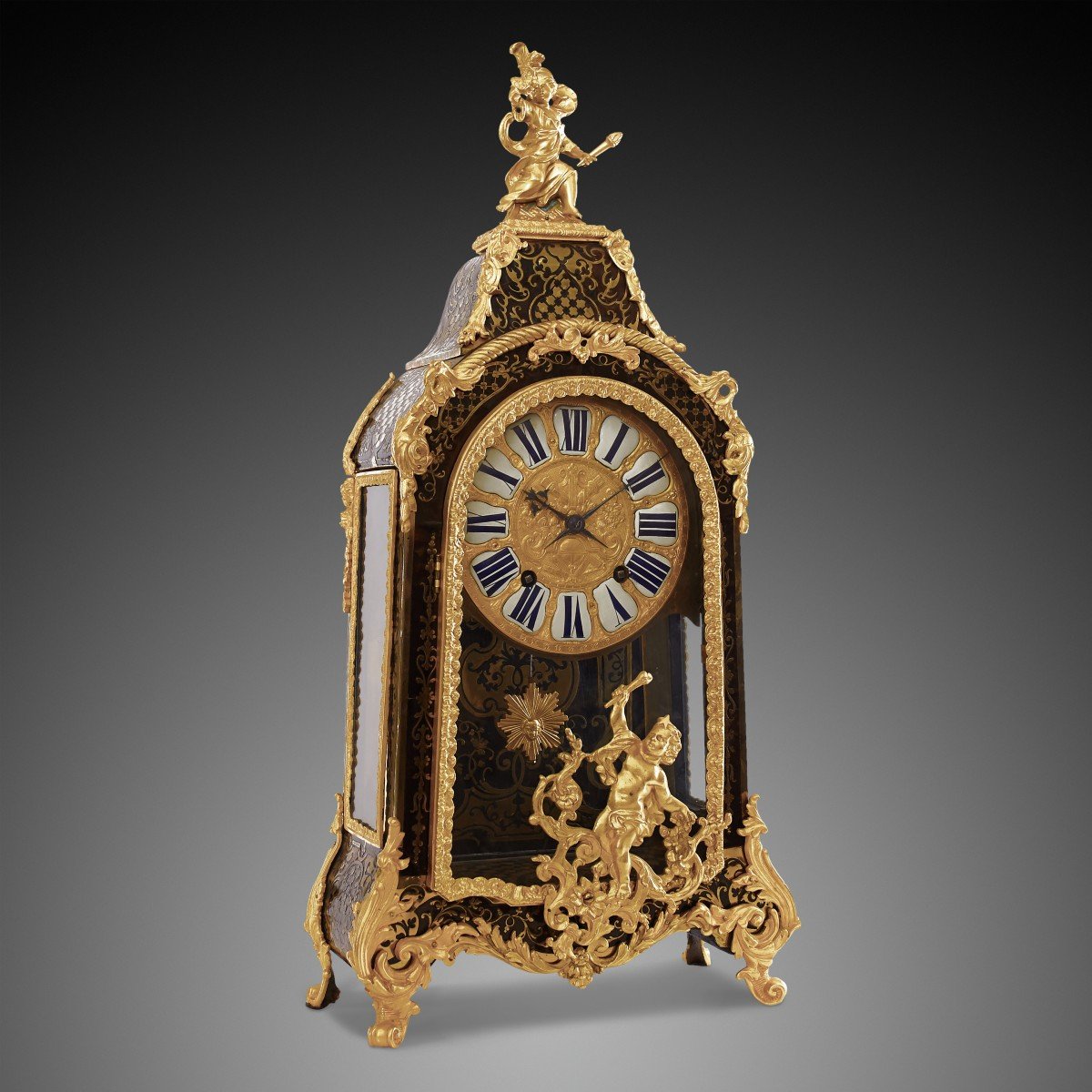 XVIIIth Boulle Style Desk Clock,-photo-3