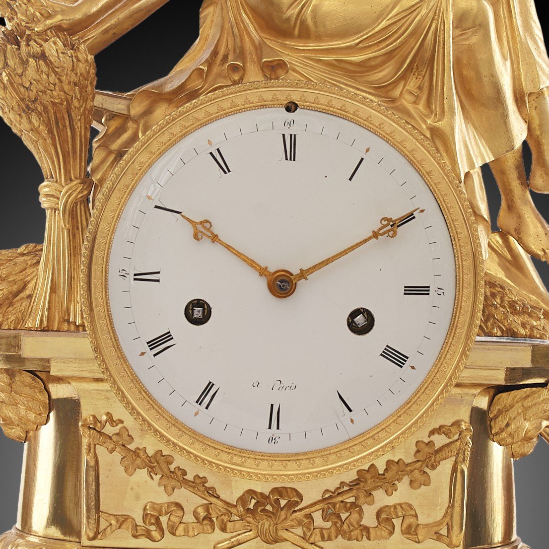 Mantel Clock 19th Century Empire Style By Cérés In Paris-photo-2