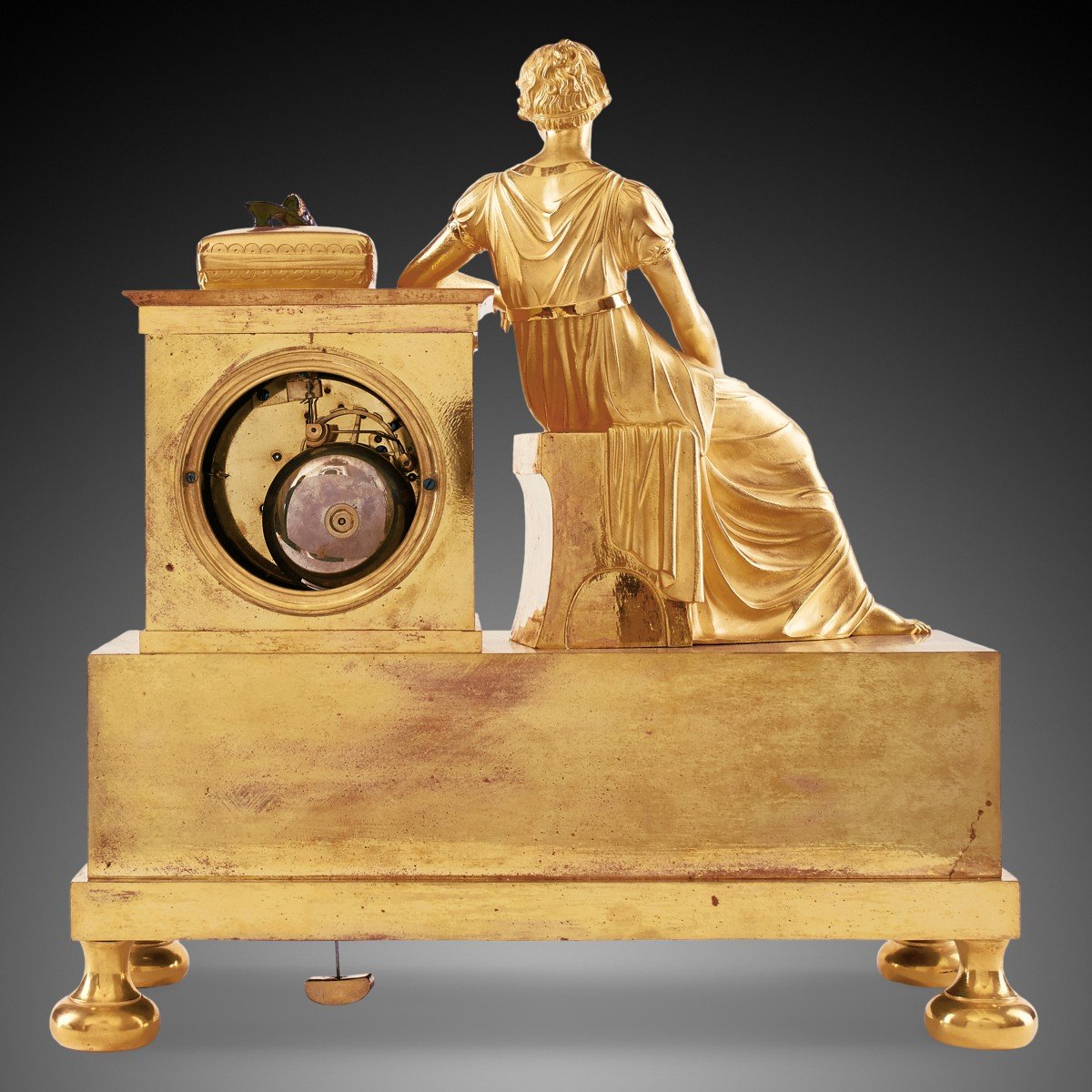 19th Century Empire Style Mantel Clock By Toronl In Paris-photo-3