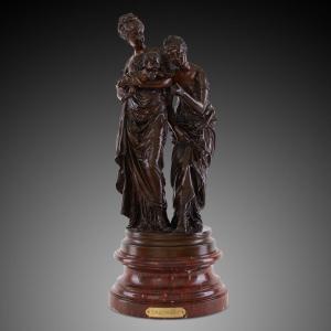 19th Century Bronze Sculpture Of Victorian Women