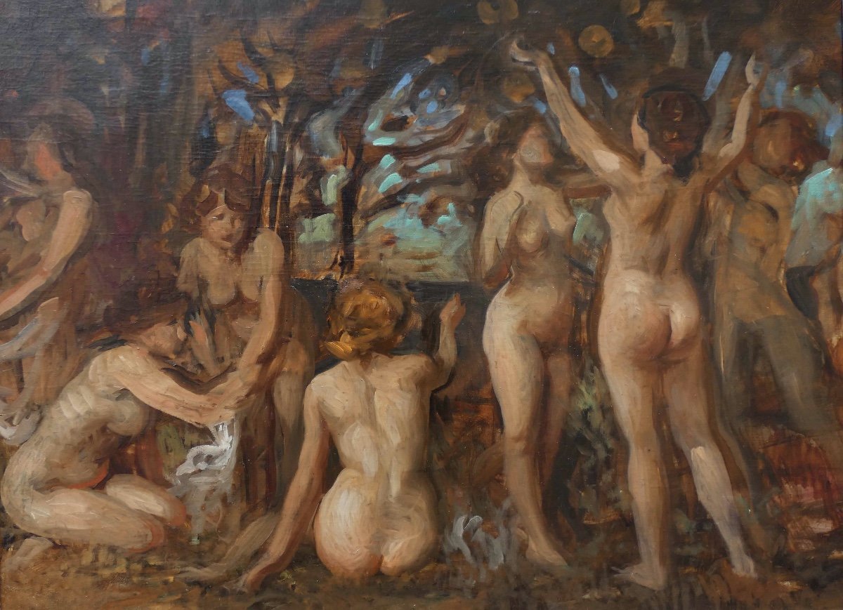 Les Naïades - Circa 1900- Attribué à Lucien Hector Monod - Symbolisme- Ecole Française