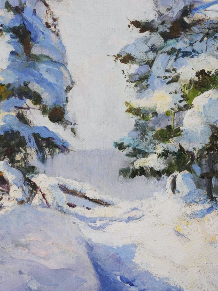 Georges Lapchine - Paysage de neige vers 1930 - Ecole Russe -photo-4