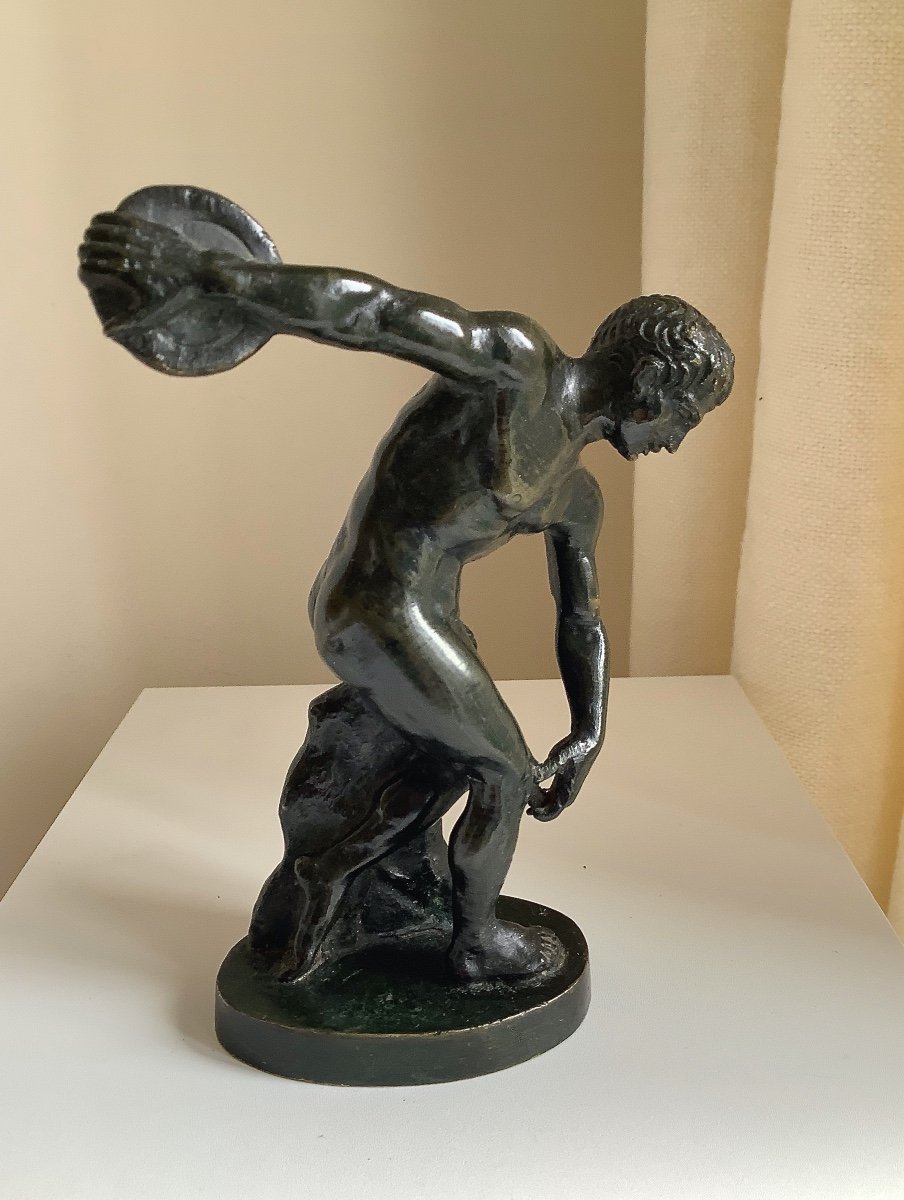 “discobolus”. Small Bronze From The Grand Tour Late 18th Century-photo-2