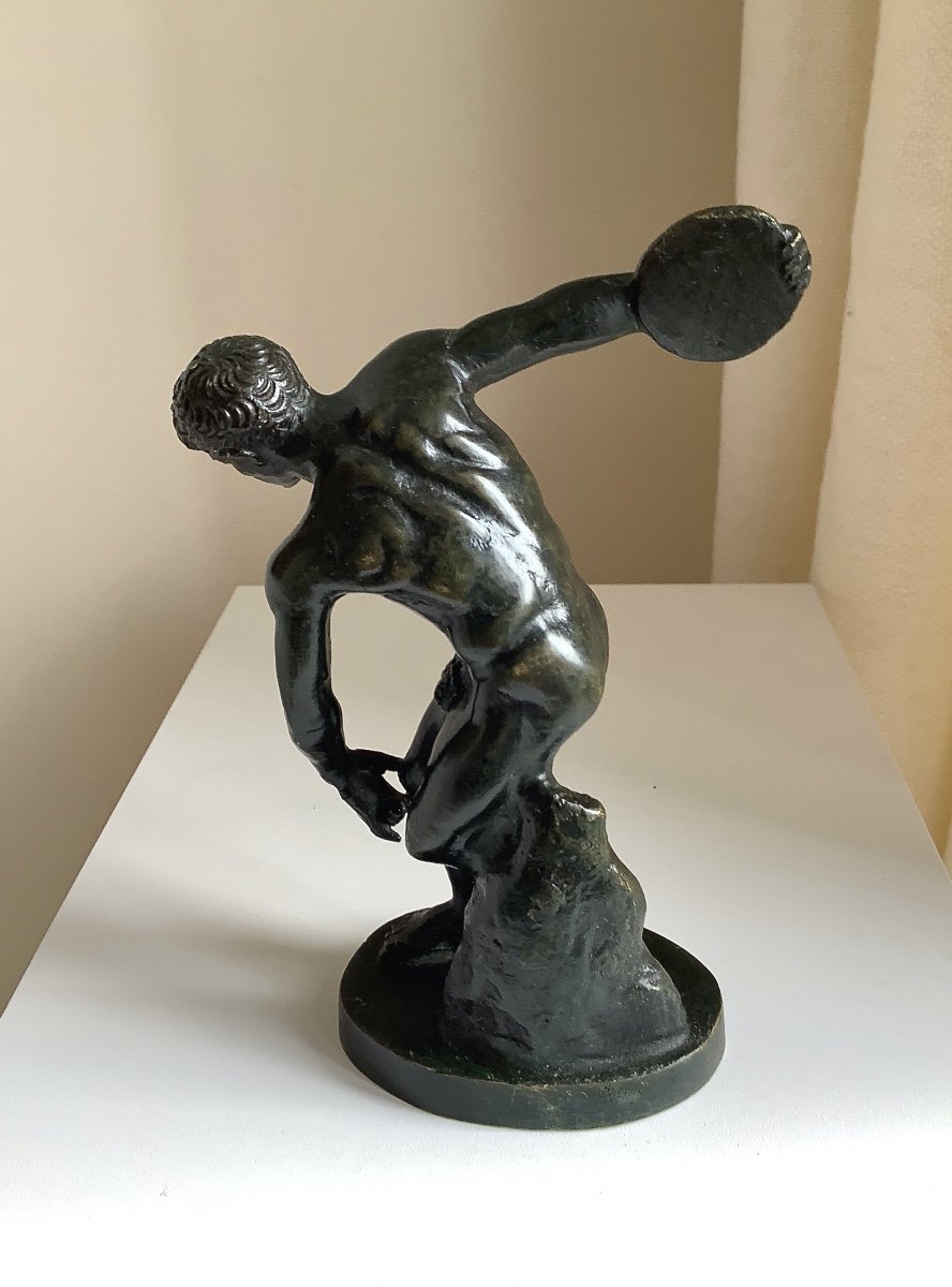 “discobolus”. Small Bronze From The Grand Tour Late 18th Century-photo-4