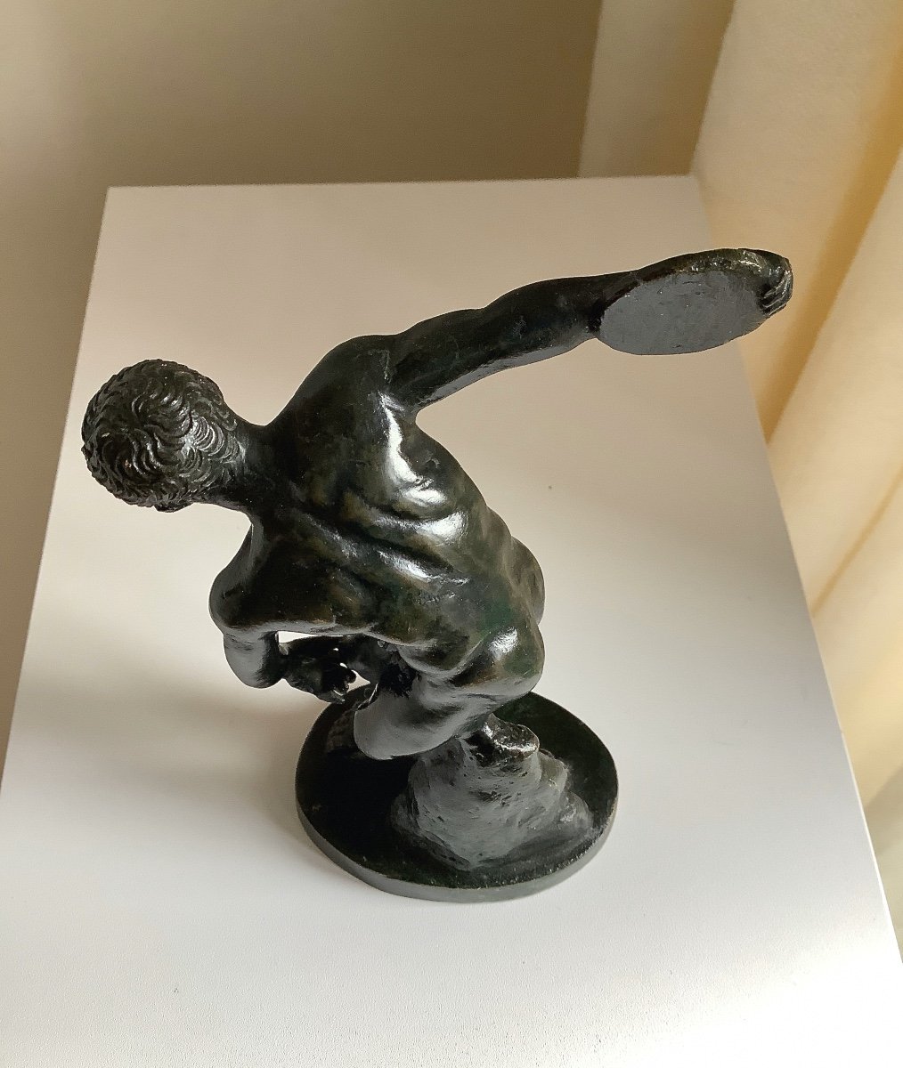 “discobolus”. Small Bronze From The Grand Tour Late 18th Century-photo-1