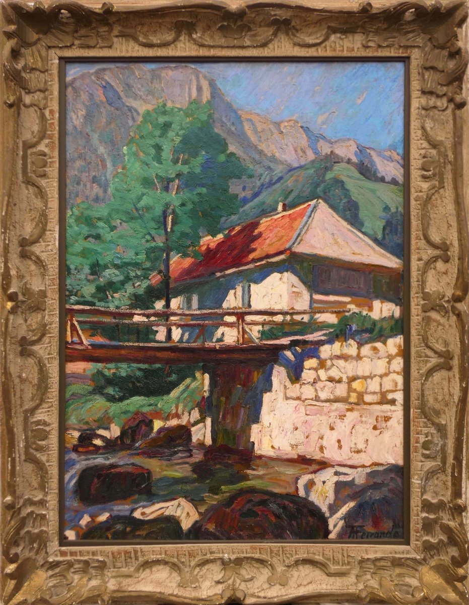 Augustin Ferrando  " ma Maison ", Miliana (Algérie)  - Ecole  d'Alger - Orientalisme, Fauvisme -photo-3