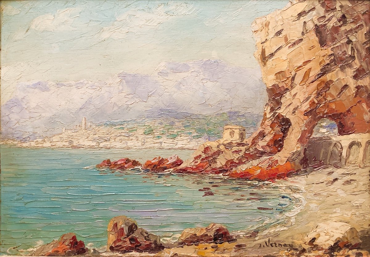 Menton, Les Rochers Rouges, French Riviera, Par François Joseph Vernay. 1936