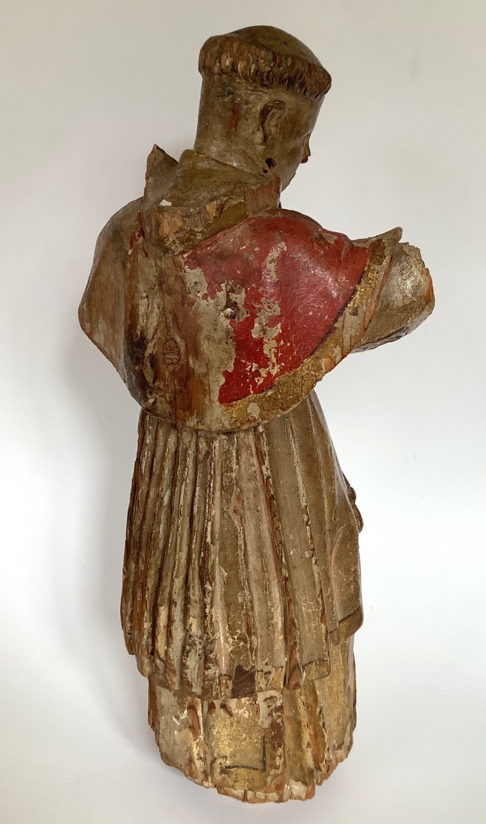 Saint Character. Polychrome Carved Wood, 18th Century.44cm Hight-photo-2