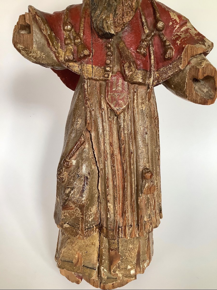 Saint Character. Polychrome Carved Wood, 18th Century.44cm Hight-photo-1