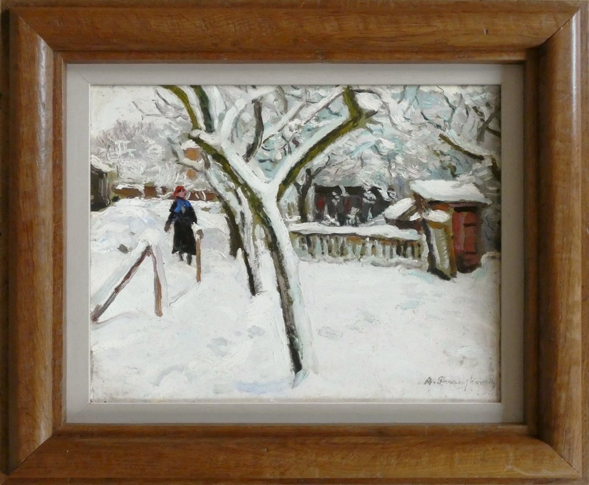 Alfred Swieykowski - Promenade dans la neige - 1929  - Post-impressionnisme-photo-4