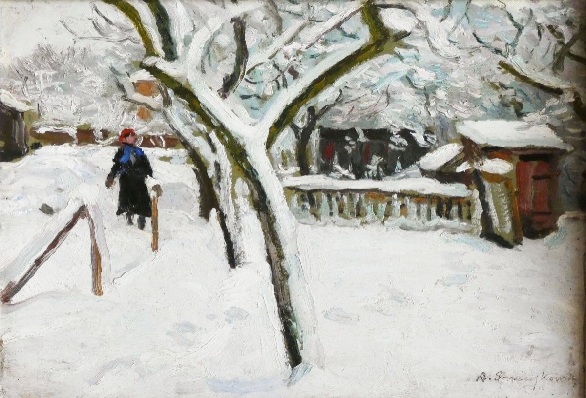 Alfred Swieykowski - Promenade dans la neige - 1929  - Post-impressionnisme