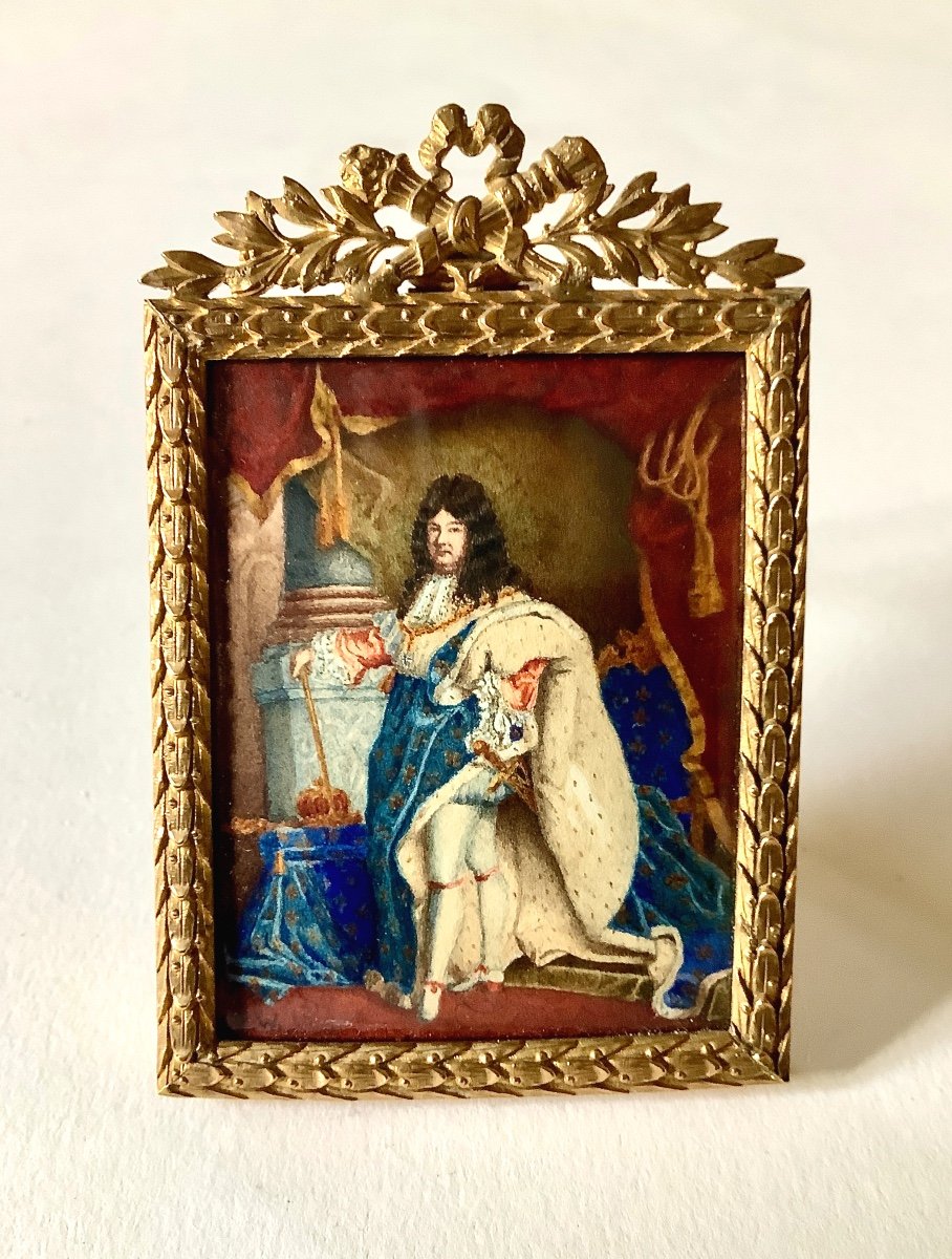 Louis XIV En Costume De Sacre. Miniature d'Après Hyacinthe Rigaud