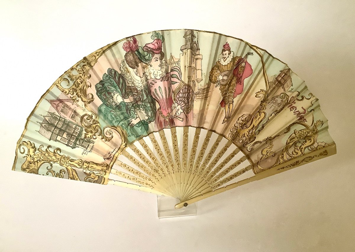  Duvelleroy Fan Illustrated By A. Robida For The 1900 Universal Exhibition