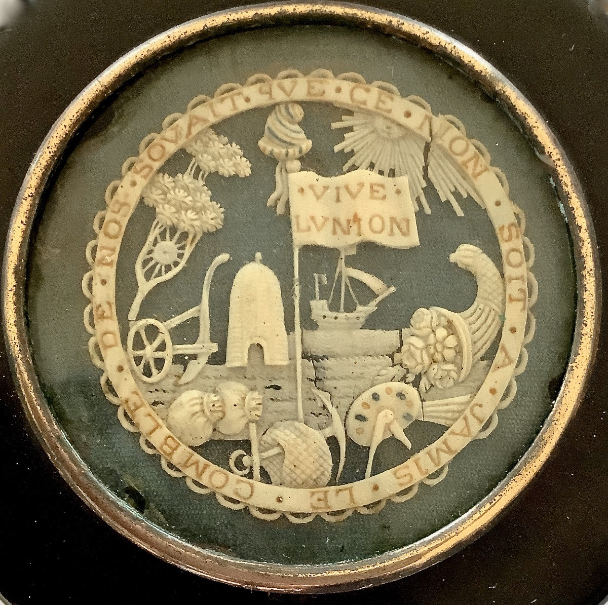 Tabatière Aux Nombreux Symboles Maçonniques " Vive l'Union"-photo-2