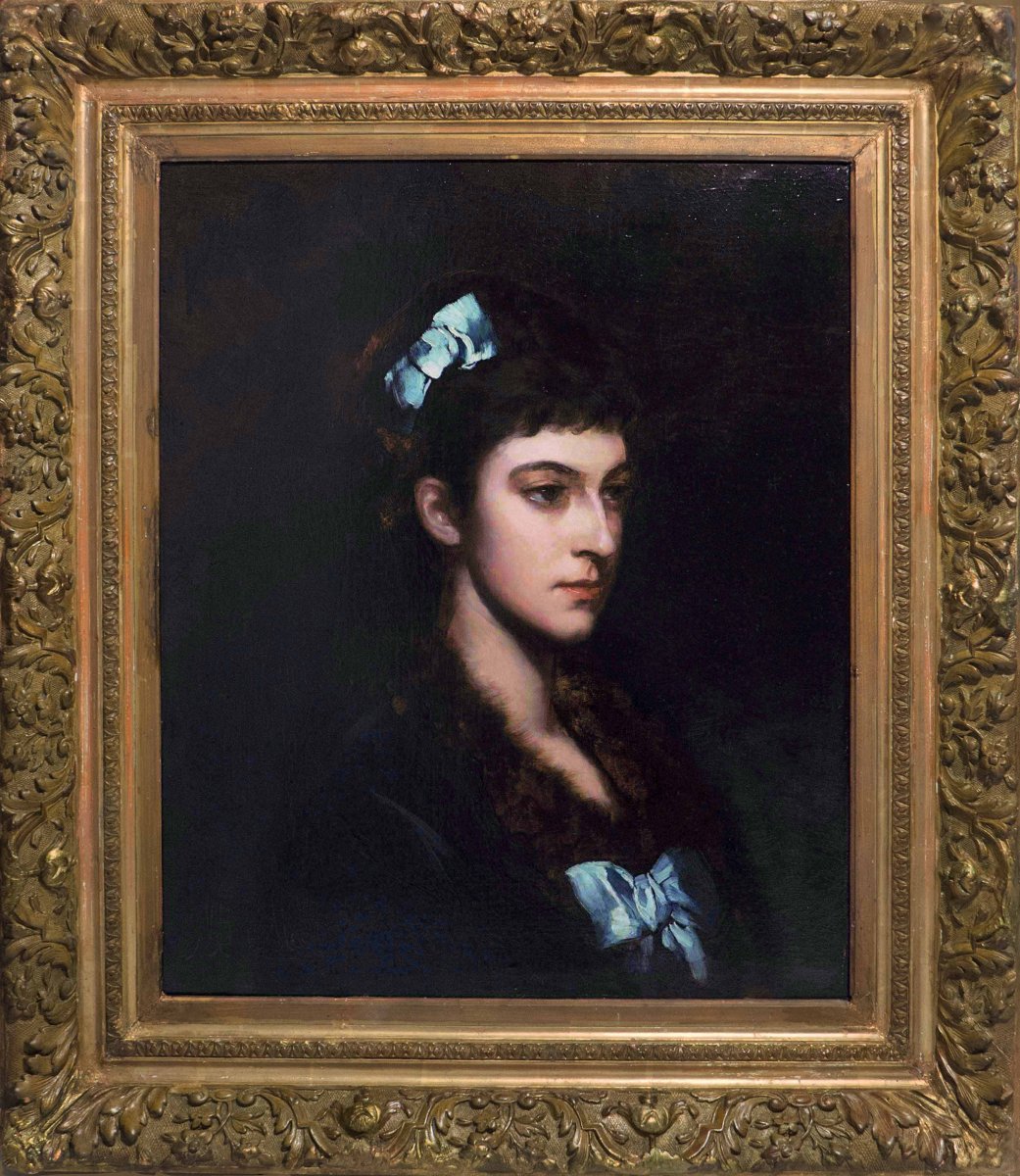 Louis Maurice Boutet De Monvel- Young Woman With Blue Ribbons-photo-2