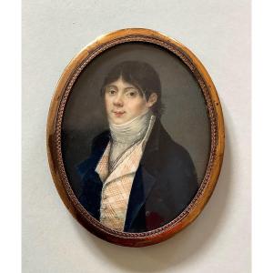 Miniature Portrait Of The Military Intendant Jb Cathélan Of Béziers In 1800