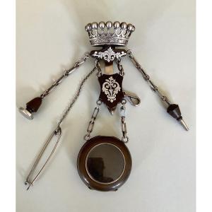 Châtelaine Watch Holder With Count's Crown Decor