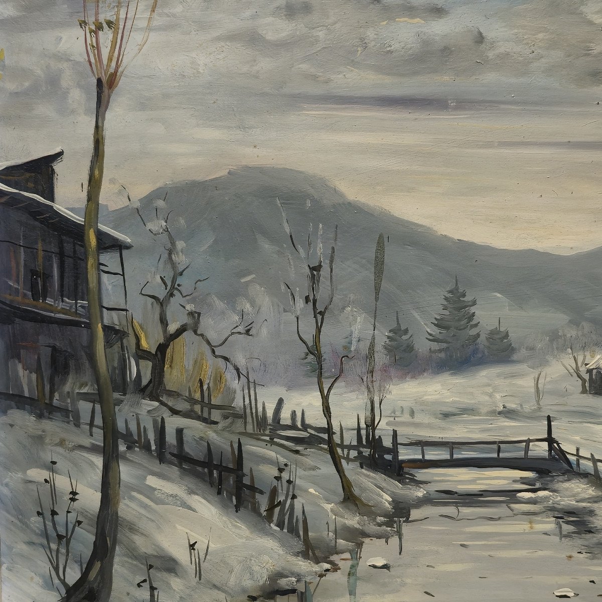 Snow In Nese Oil Painting Pino Buelli-photo-3